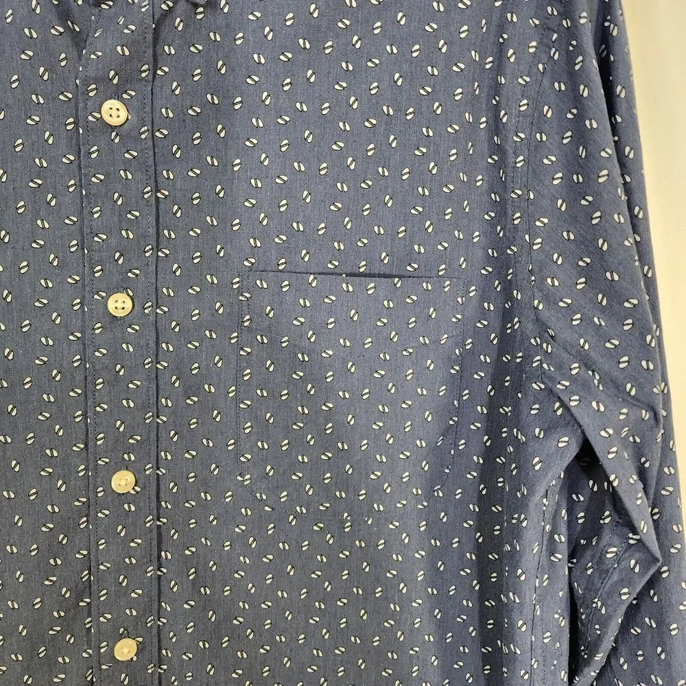 J Crew Secret Wash Shirt Men Medium Blue Organic Cotton Slim Stretch Button Blue